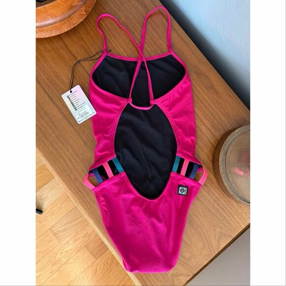 JOLYN Julian 2 One-Piece Swimsuit Criss-Cross Straps Pink Multi Size 28 - Picture 1 of 8